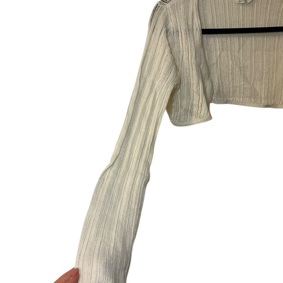 H&M Cream Ribbed Crop Blouse - Picture 4 of 4